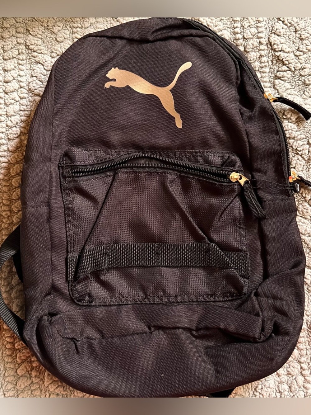 Puma Black Backpack with Gold Pounce Logo